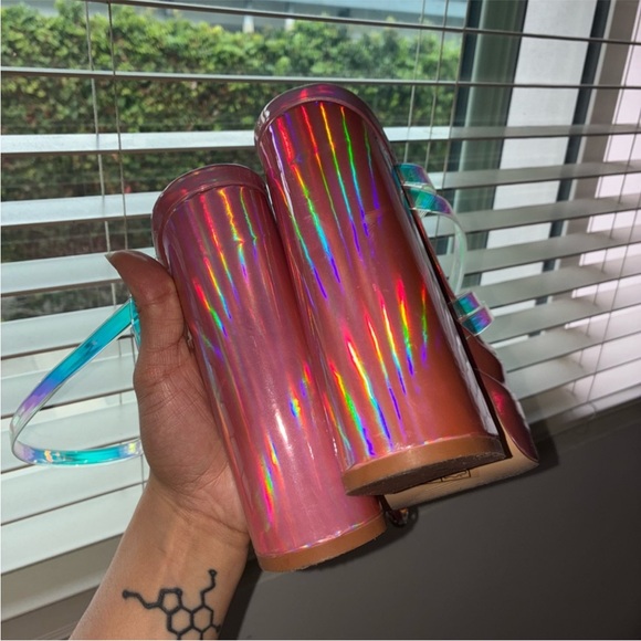 Yoki Iridescent Pink Platform Sandals with Clear Strap - Picture 3 of 5